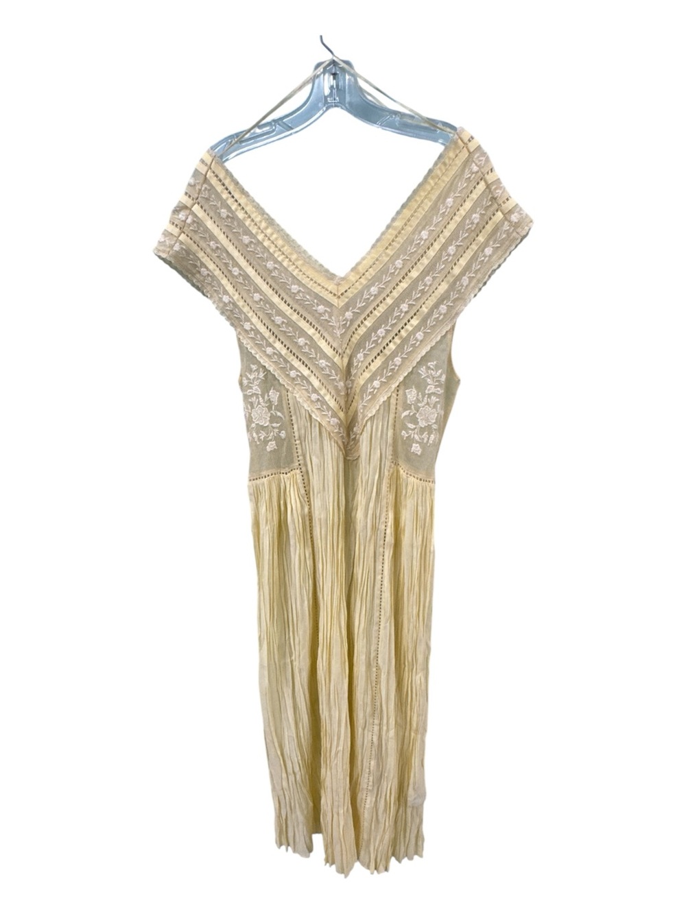 Zara Cream One-Shoulder Embroidered Maxi Dress